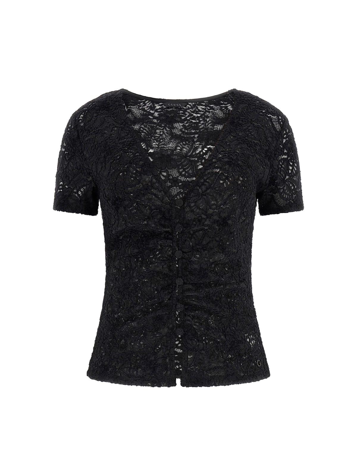 SS LEILA LACE TOP W3YP20 KBU40JBLK GUESS